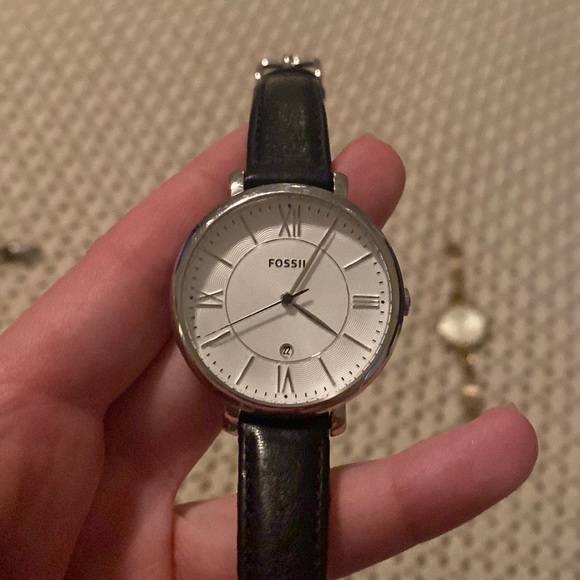 Fossil Watch - Black Leather and Silver - Picture 1 of 2